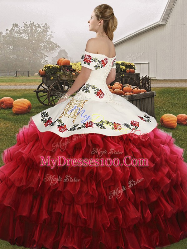 Comfortable Sleeveless Floor Length Embroidery and Ruffled Layers Lace Up Sweet 16 Dresses with Green