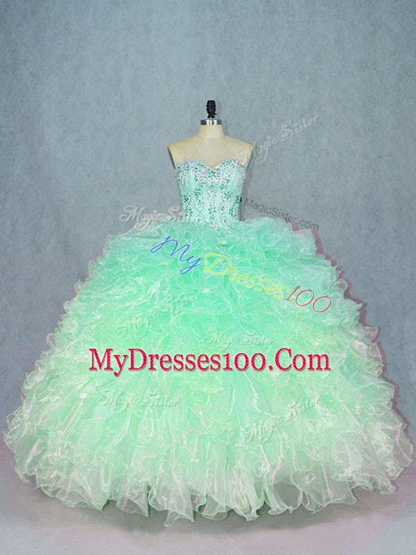 New Style Floor Length Green Sweet 16 Quinceanera Dress Sweetheart Sleeveless Lace Up