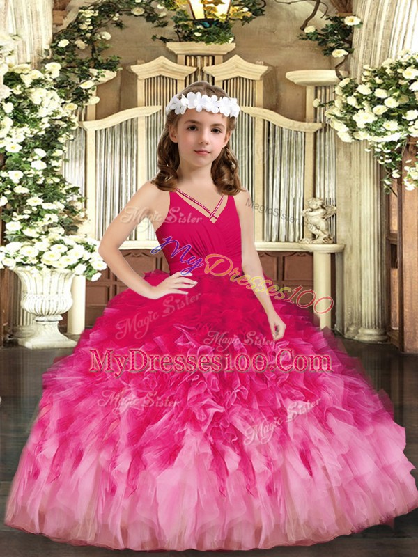 Fashionable Sleeveless Ruffles Zipper Pageant Gowns For Girls
