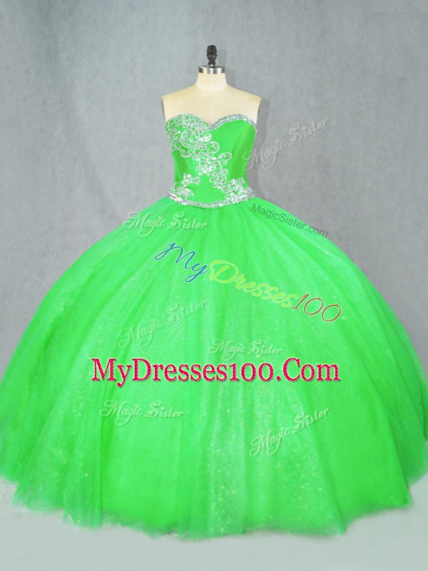 Beading Sweet 16 Dress Lace Up Sleeveless Floor Length