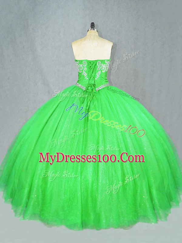 Beading Sweet 16 Dress Lace Up Sleeveless Floor Length