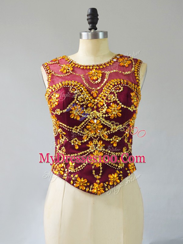 Sumptuous Burgundy Sleeveless Tulle Lace Up Quinceanera Dress for Sweet 16 and Quinceanera