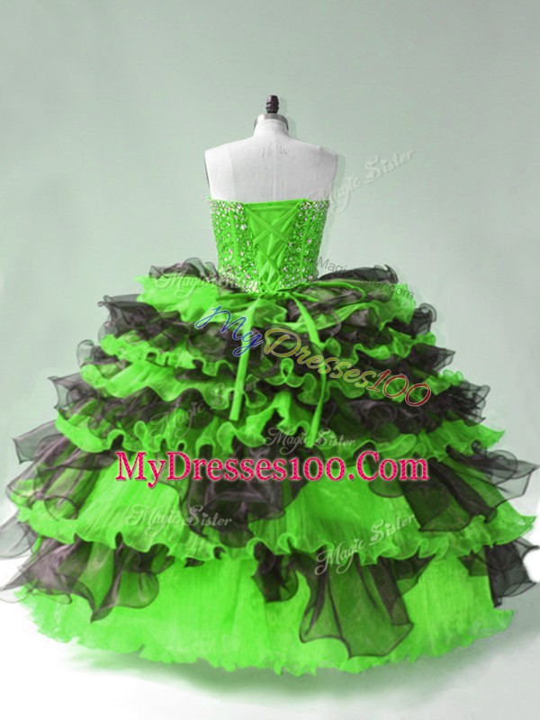 15th Birthday Dress Sweet 16 and Quinceanera with Beading and Ruffles and Ruffled Layers Sweetheart Sleeveless Lace Up