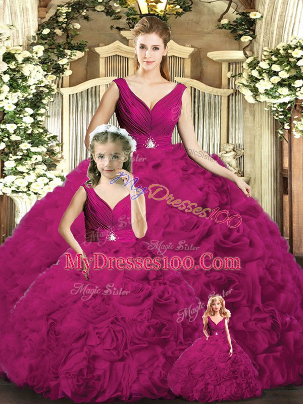 Fashionable Fabric With Rolling Flowers Sleeveless Floor Length 15 Quinceanera Dress and Beading