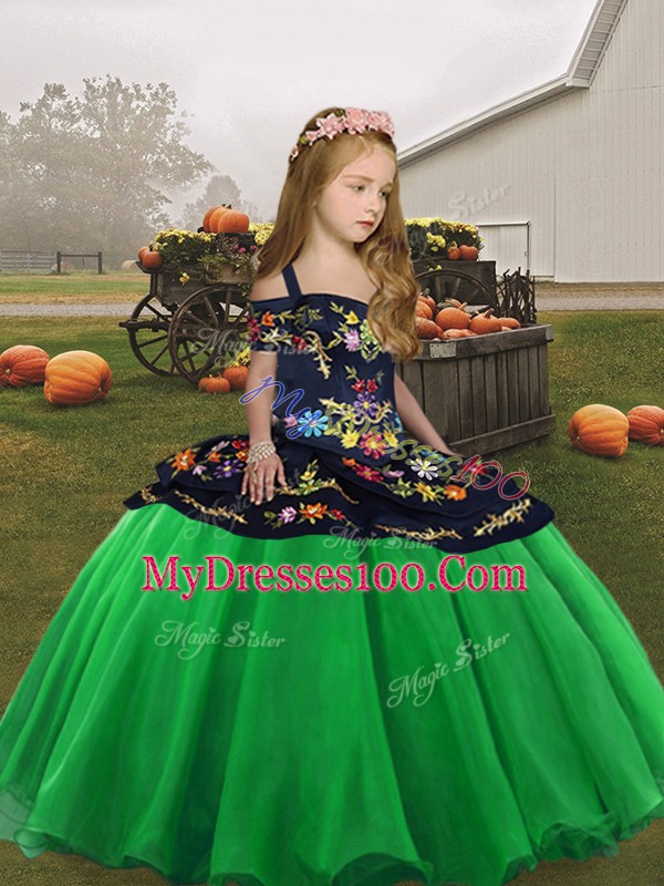 Charming Green Sleeveless Organza Lace Up Pageant Gowns for Party and Wedding Party