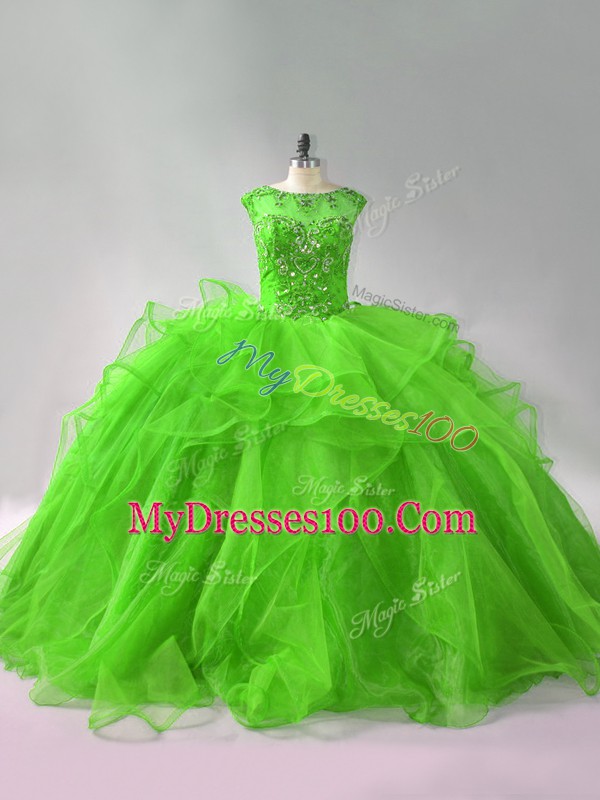 Ball Gowns Sleeveless 15th Birthday Dress Brush Train Lace Up