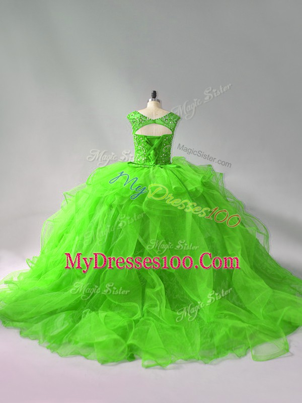 Ball Gowns Sleeveless 15th Birthday Dress Brush Train Lace Up