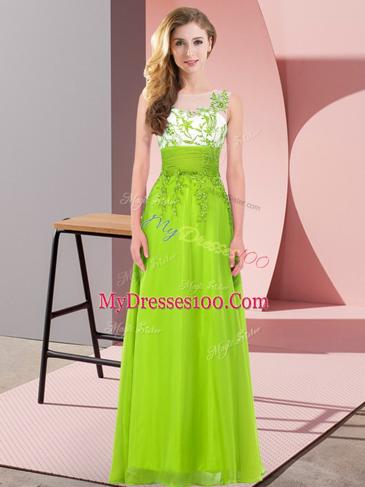 Scoop Sleeveless Chiffon Dama Dress for Quinceanera Appliques Backless