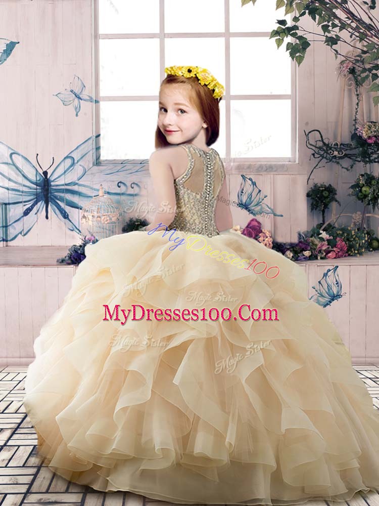Eye-catching Sleeveless Beading and Ruffles Zipper Pageant Dress for Teens