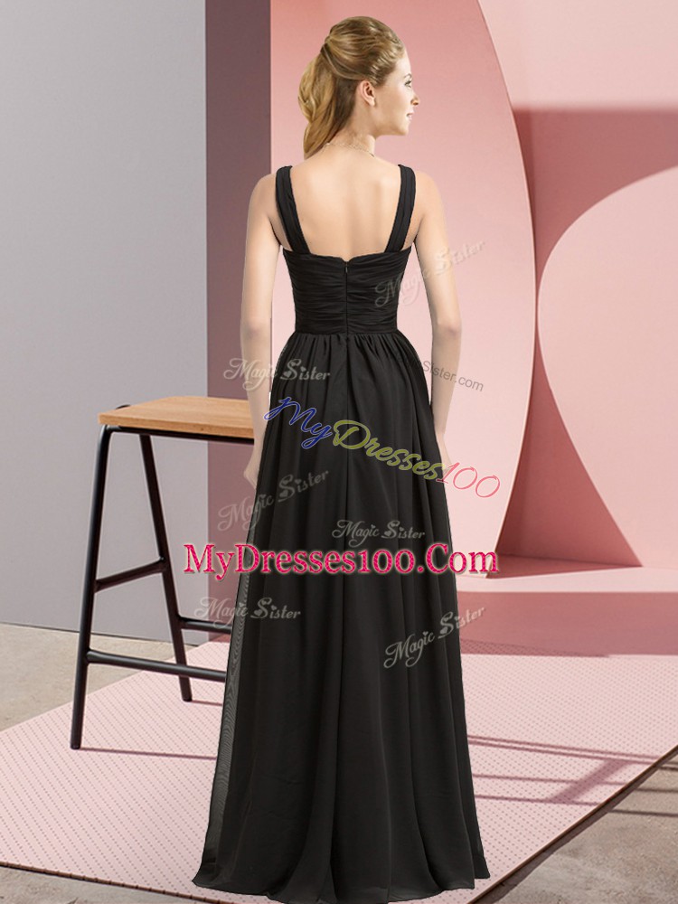 Chiffon Sleeveless Floor Length Wedding Guest Dresses and Beading and Appliques