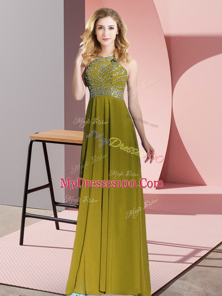 Unique Sleeveless Beading Backless Teens Party Dress
