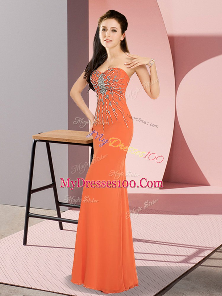 Discount Orange Red Sweetheart Zipper Beading Homecoming Dress Sleeveless