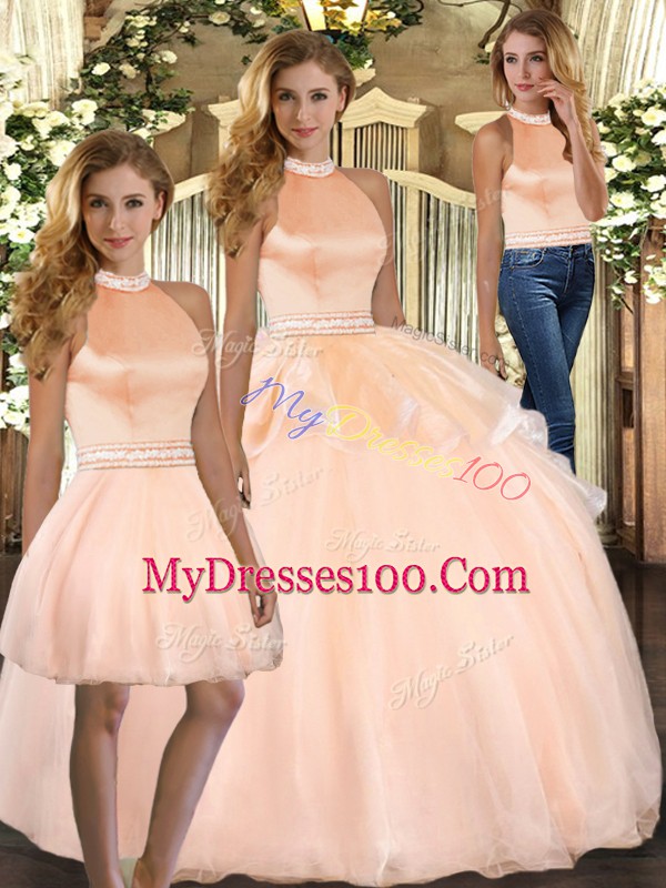 Beauteous Sleeveless Beading Backless 15 Quinceanera Dress