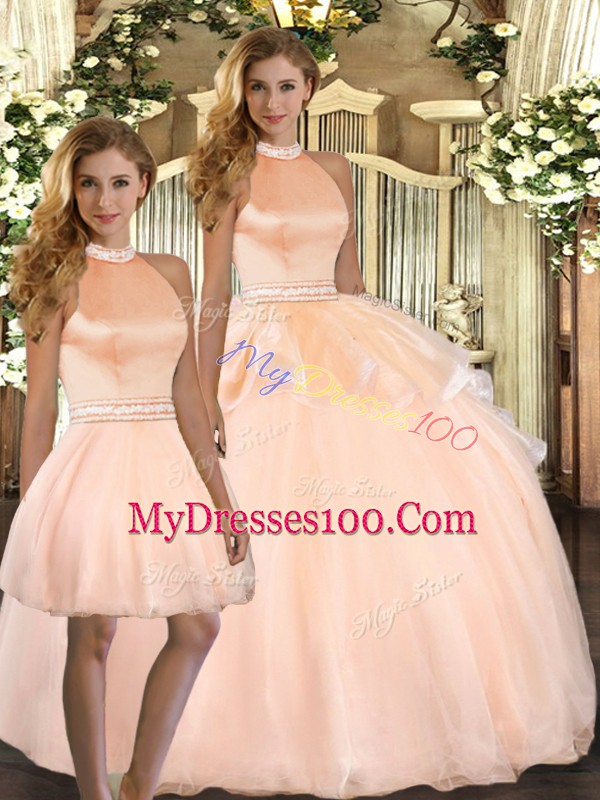 Beauteous Sleeveless Beading Backless 15 Quinceanera Dress