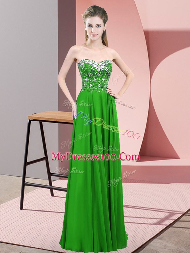 Sleeveless Zipper Floor Length Beading Prom Dress