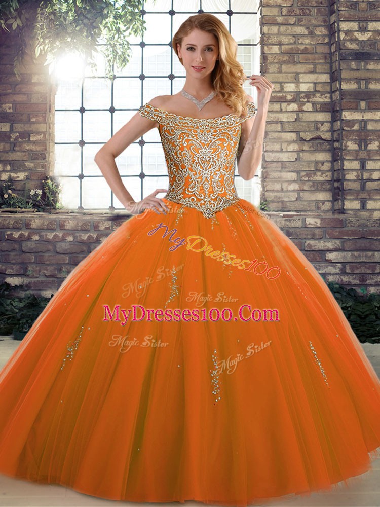 Off The Shoulder Sleeveless Tulle Vestidos de Quinceanera Beading Lace Up