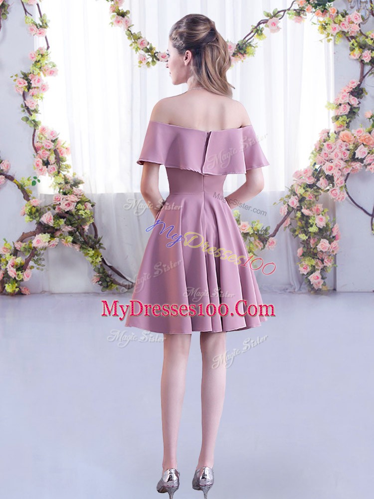 Luxurious Lavender Bridesmaids Dress Wedding Party with Ruching Off The Shoulder Short Sleeves Zipper