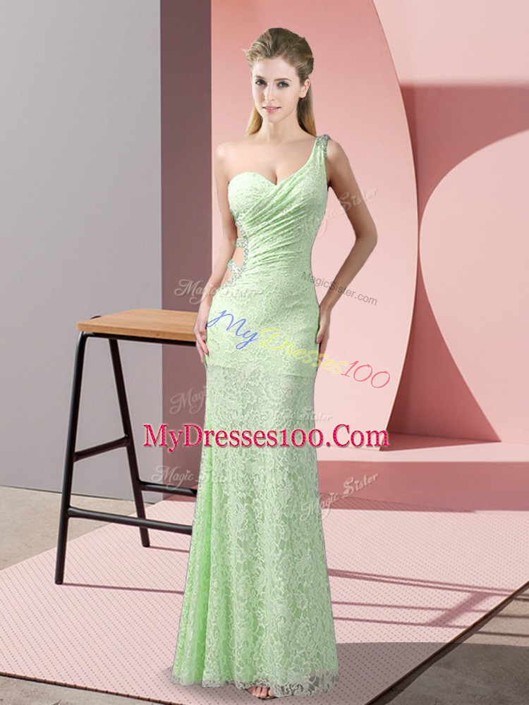 Modern Lace Sleeveless Floor Length Military Ball Dresses For Women and Beading and Lace
