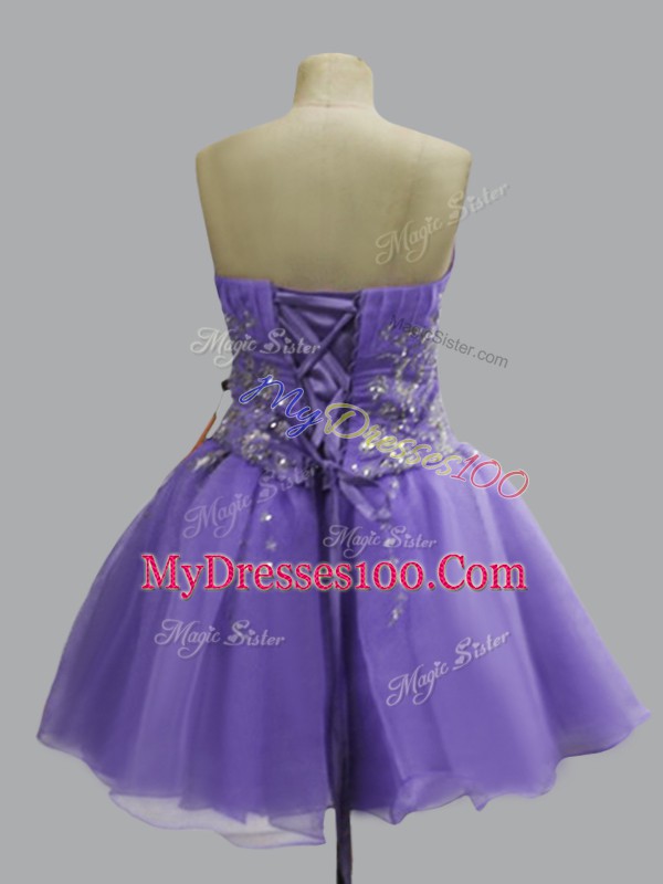 Sweetheart Sleeveless Lace Up Prom Dresses Lavender Organza