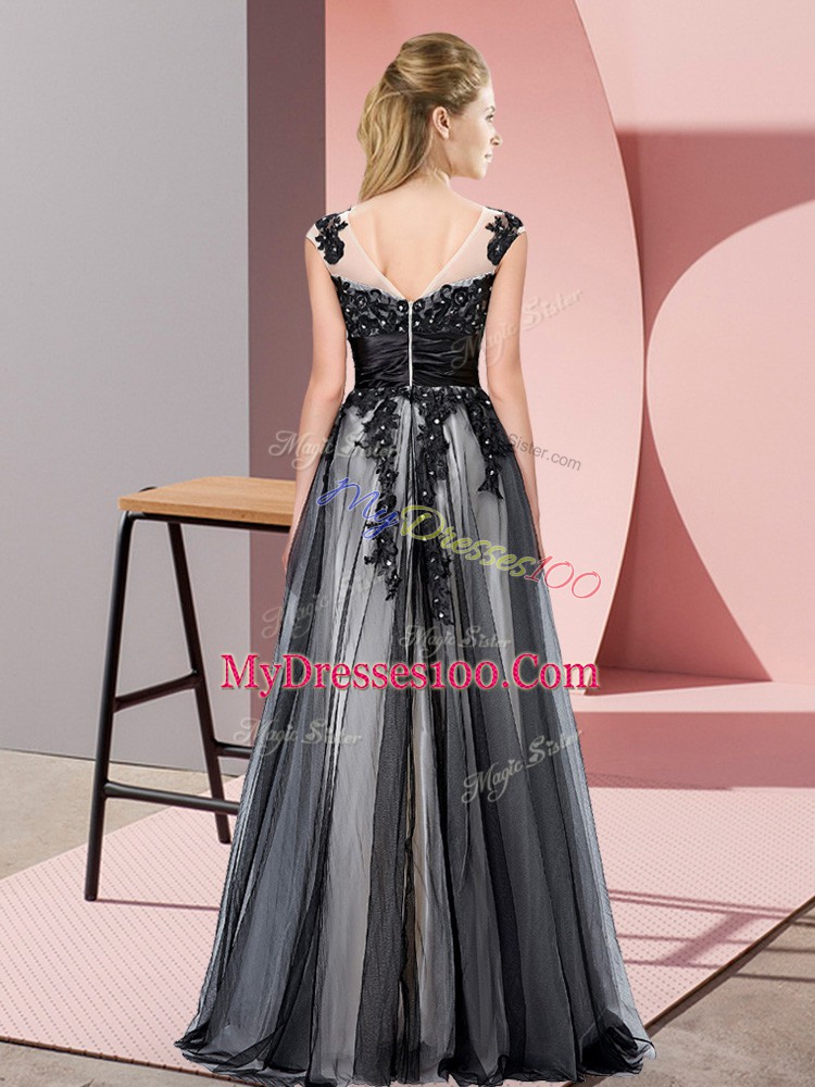 Luxury Beading and Lace Bridesmaids Dress Brown Zipper Sleeveless Floor Length