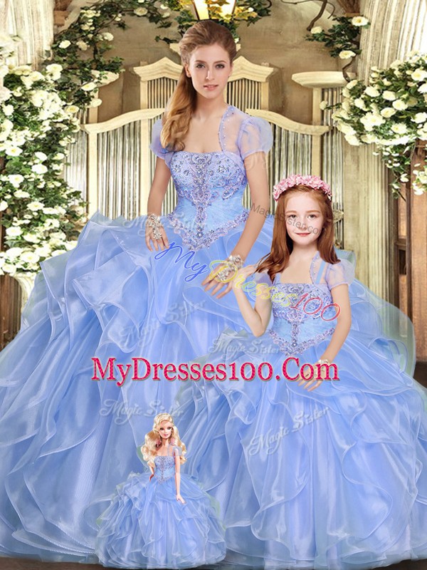 Lavender Sleeveless Beading and Ruffles Floor Length Sweet 16 Dress