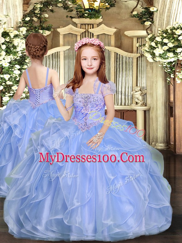 Lavender Sleeveless Beading and Ruffles Floor Length Sweet 16 Dress