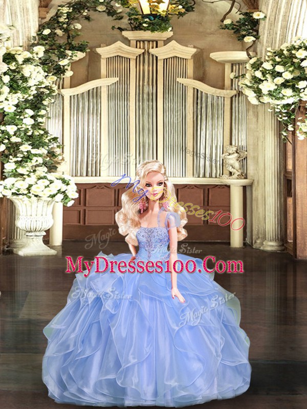 Lavender Sleeveless Beading and Ruffles Floor Length Sweet 16 Dress