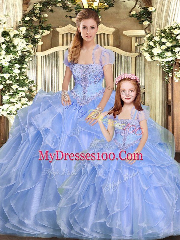 Lavender Sleeveless Beading and Ruffles Floor Length Sweet 16 Dress
