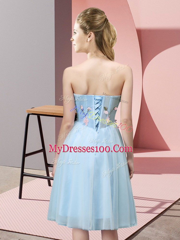 Lovely Sweetheart Sleeveless Tulle Bridesmaids Dress Appliques Lace Up