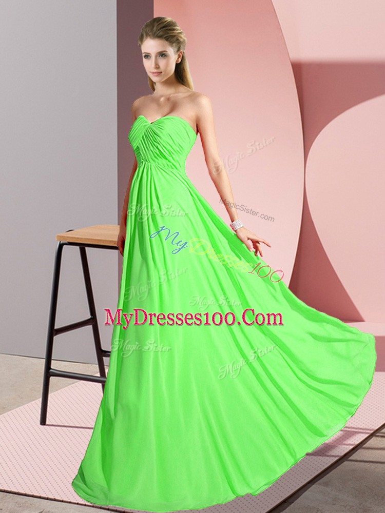 Empire High School Pageant Dress Sweetheart Chiffon Sleeveless Floor Length Lace Up