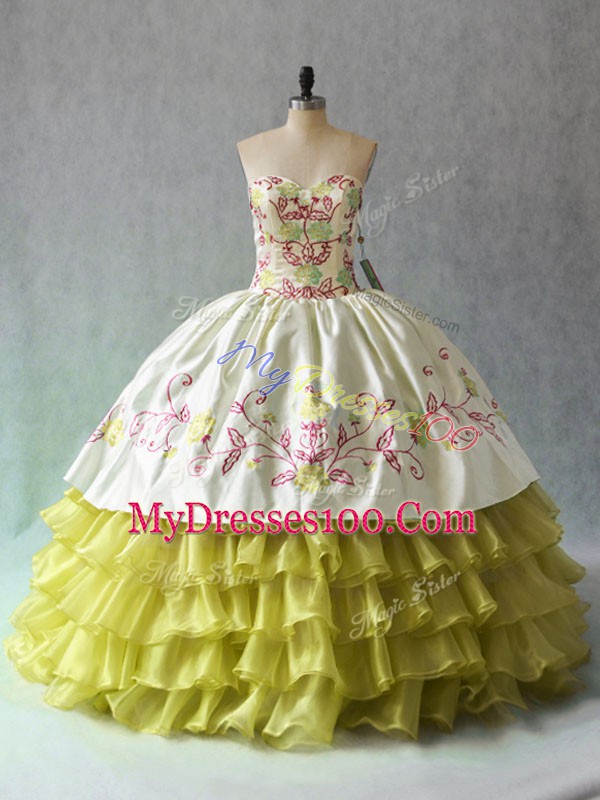Gorgeous Sweetheart Sleeveless Organza Quinceanera Dress Beading and Ruffled Layers Lace Up