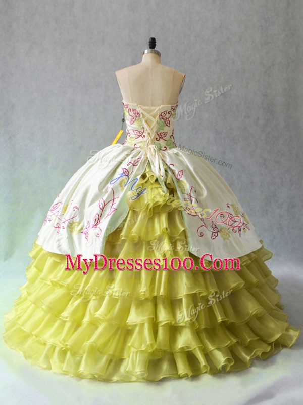 Gorgeous Sweetheart Sleeveless Organza Quinceanera Dress Beading and Ruffled Layers Lace Up