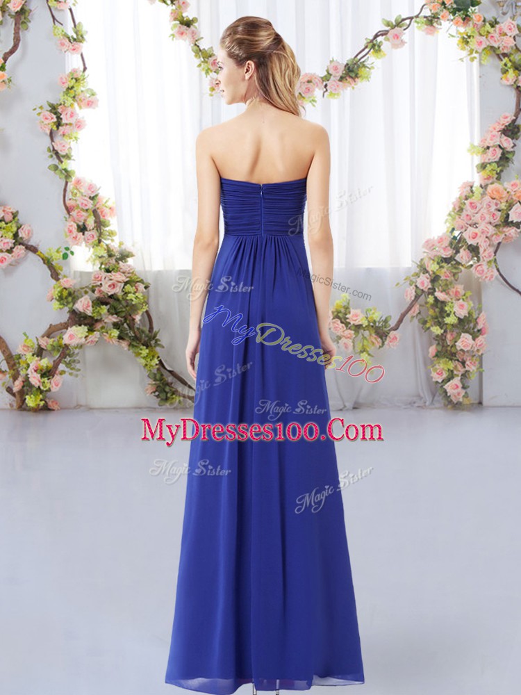 Watermelon Red Empire Chiffon Sweetheart Sleeveless Ruching Floor Length Zipper Wedding Guest Dresses