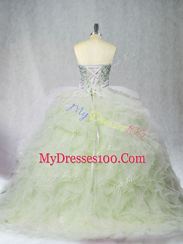 Yellow Green Sweetheart Neckline Beading Quinceanera Dresses Sleeveless Lace Up