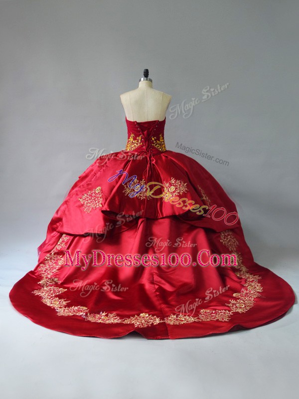 Fancy Wine Red Ball Gowns Beading and Embroidery 15th Birthday Dress Lace Up Satin and Tulle Sleeveless