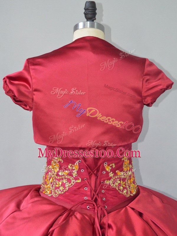 Fancy Wine Red Ball Gowns Beading and Embroidery 15th Birthday Dress Lace Up Satin and Tulle Sleeveless