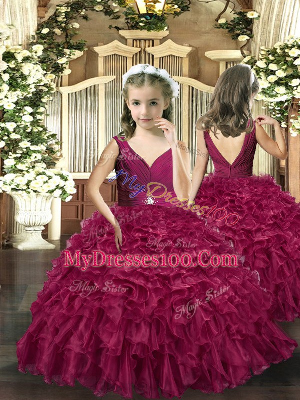 Beauteous Sleeveless Beading and Ruffles Backless Ball Gown Prom Dress
