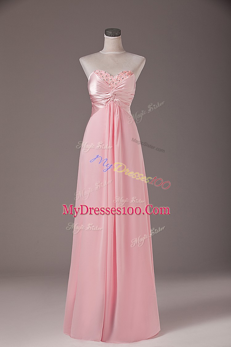 Affordable Baby Pink Sweetheart Neckline Beading Homecoming Dresses with Shawl Sleeveless Lace Up