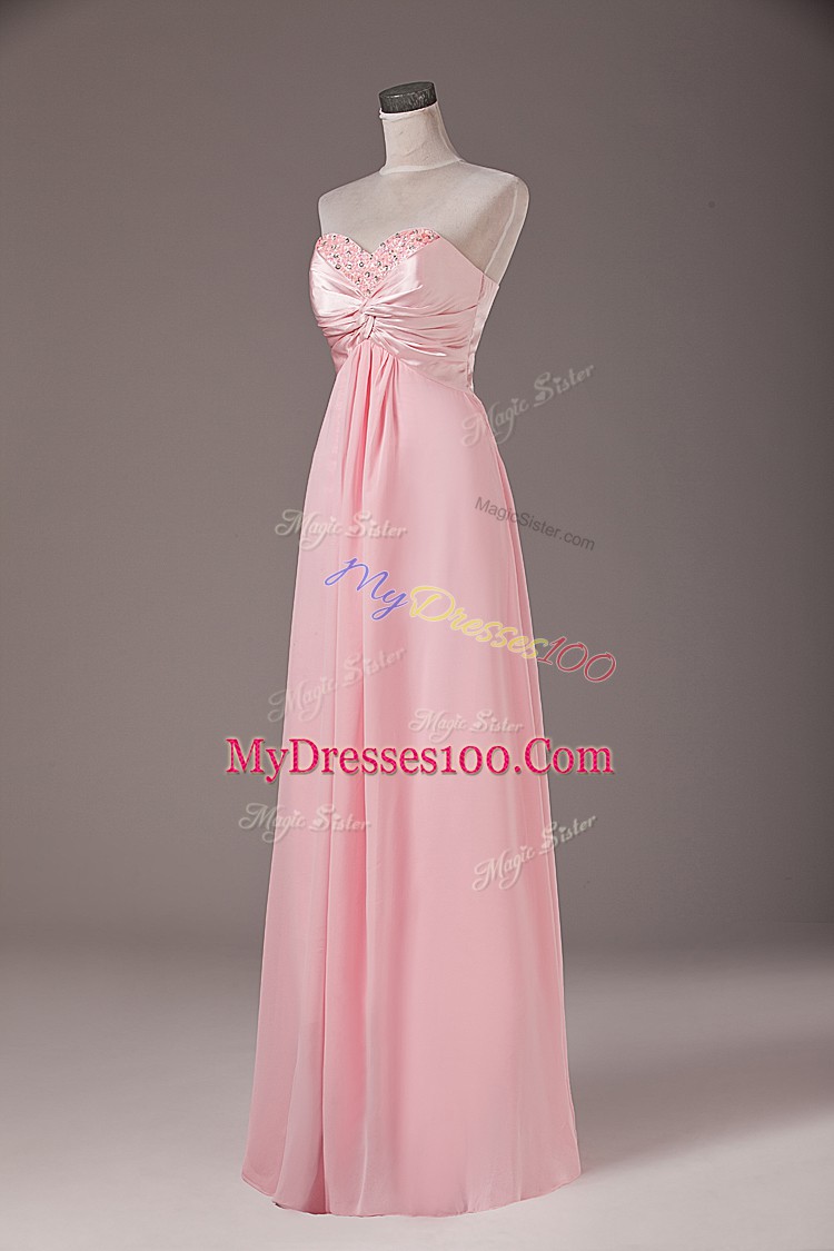 Affordable Baby Pink Sweetheart Neckline Beading Homecoming Dresses with Shawl Sleeveless Lace Up