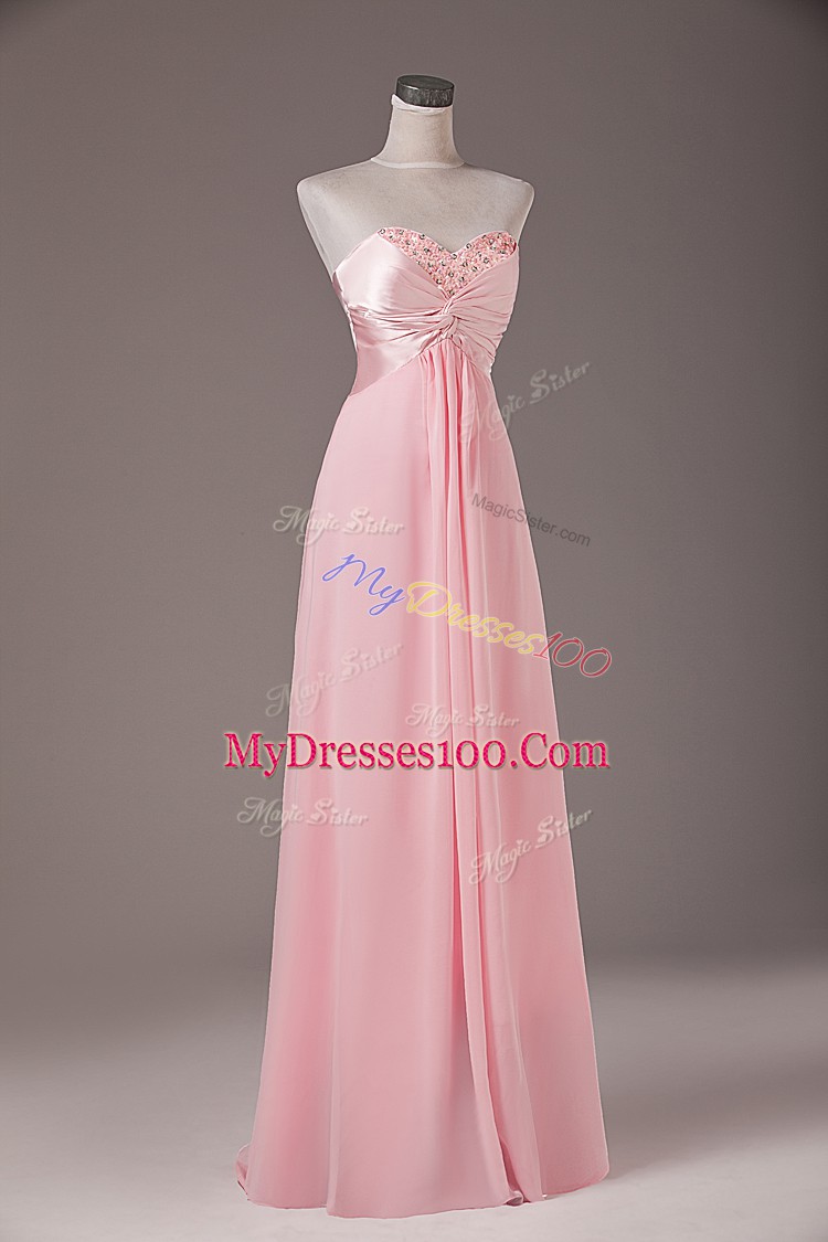 Affordable Baby Pink Sweetheart Neckline Beading Homecoming Dresses with Shawl Sleeveless Lace Up