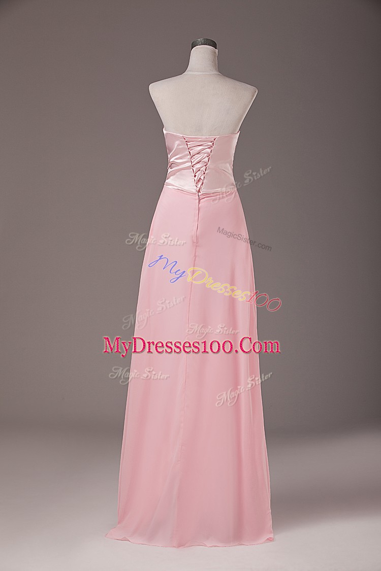 Affordable Baby Pink Sweetheart Neckline Beading Homecoming Dresses with Shawl Sleeveless Lace Up