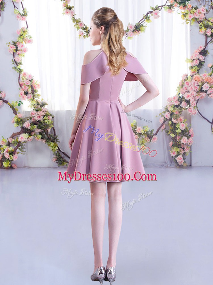 Luxury Short Sleeves Ruching Zipper Bridesmaid Dresses