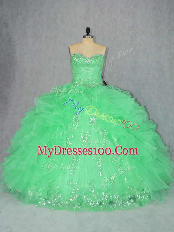 Beauteous Sweetheart Sleeveless Lace Up Quinceanera Gowns Organza