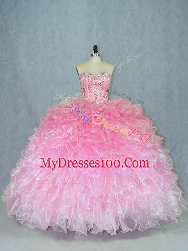 Ball Gowns Quinceanera Dress Multi-color Sweetheart Organza Sleeveless Floor Length Lace Up