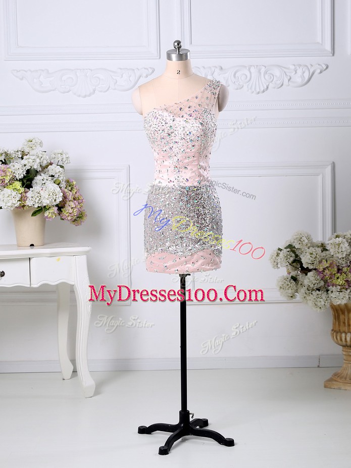 Column/Sheath Sleeveless Pink Cocktail Dress Side Zipper