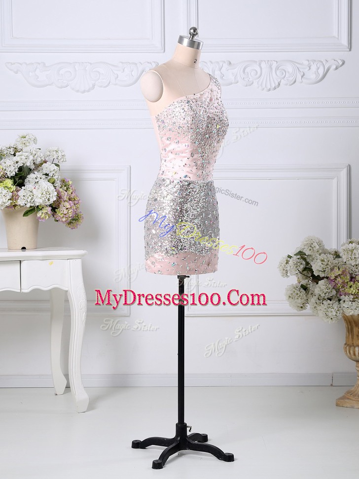 Column/Sheath Sleeveless Pink Cocktail Dress Side Zipper