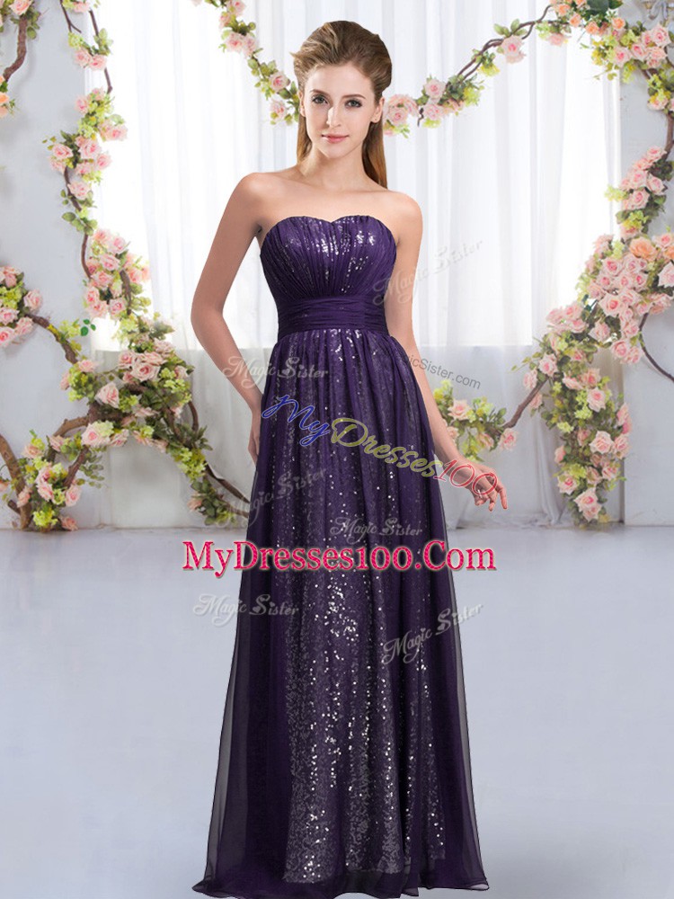 Great Sleeveless Lace Up Floor Length Sequins Quinceanera Court Dresses