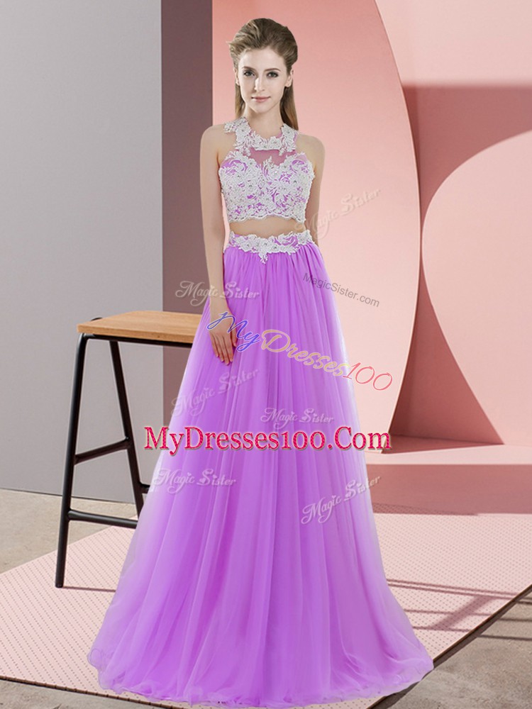 Clearance Halter Top Sleeveless Wedding Guest Dresses Lace Zipper