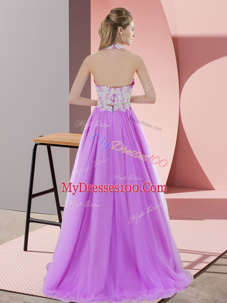 Clearance Halter Top Sleeveless Wedding Guest Dresses Lace Zipper