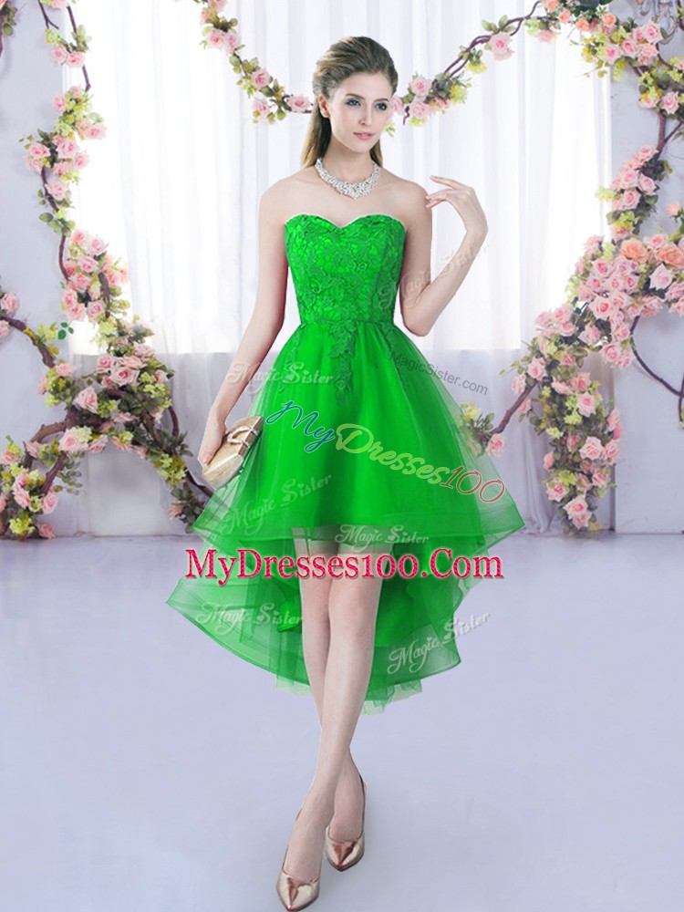 Green Dama Dress for Quinceanera Wedding Party with Lace Sweetheart Sleeveless Lace Up